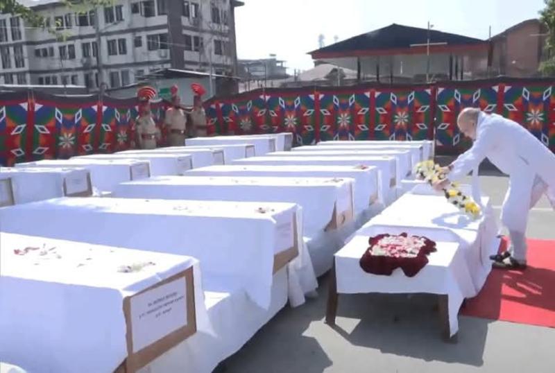 Amit Shah, LG Sinha, CM Omar arrive at PCR Srinagar, pay tributes to Pahalgam terror attack victims