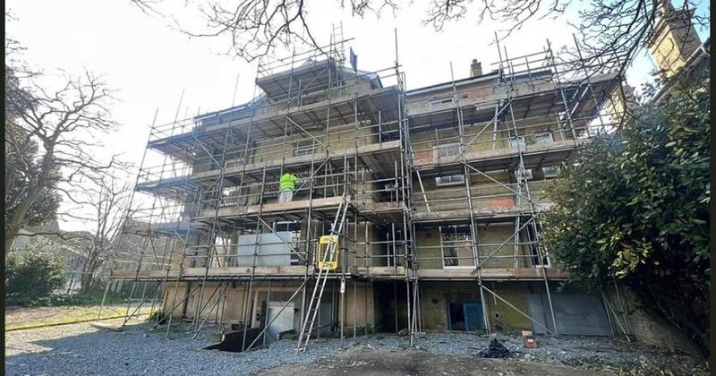 Work under way on building once shelled by German warship