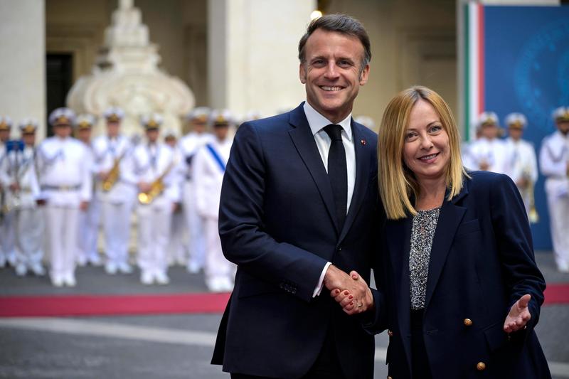 Vertice Meloni-Macron a Palazzo Chigi. “Impegno comune per un'Europa più sovrana e più forte”