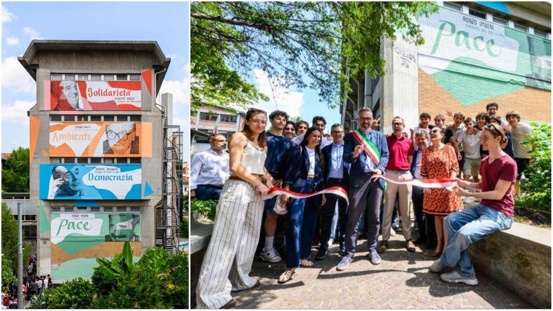 Liceo Fermi, ecco il murales con i 4 sindaci di Bologna dopo la Liberazione