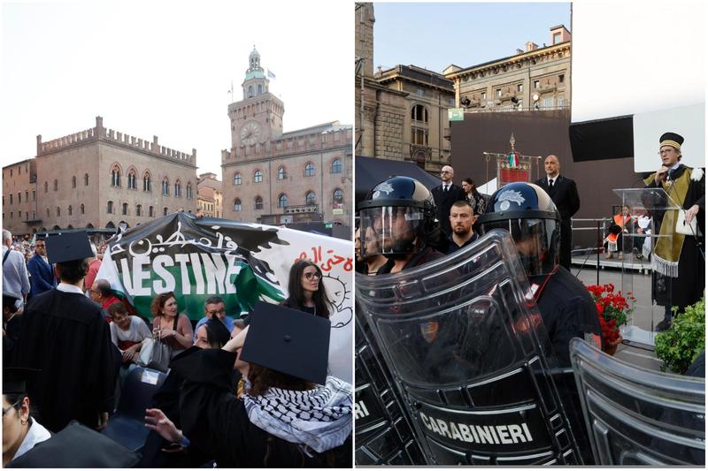 Protesta pro-Palestina alla cerimonia di Unibo /