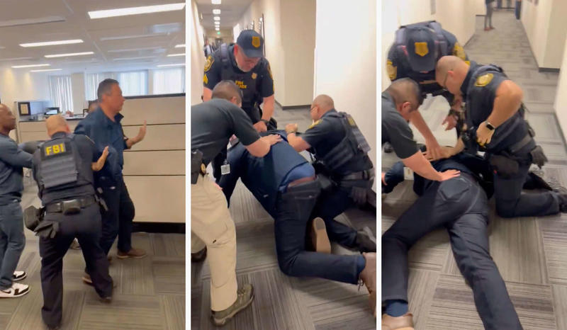 Senator Padilla Tackled to the Ground, Handcuffed at Noem Press Conference