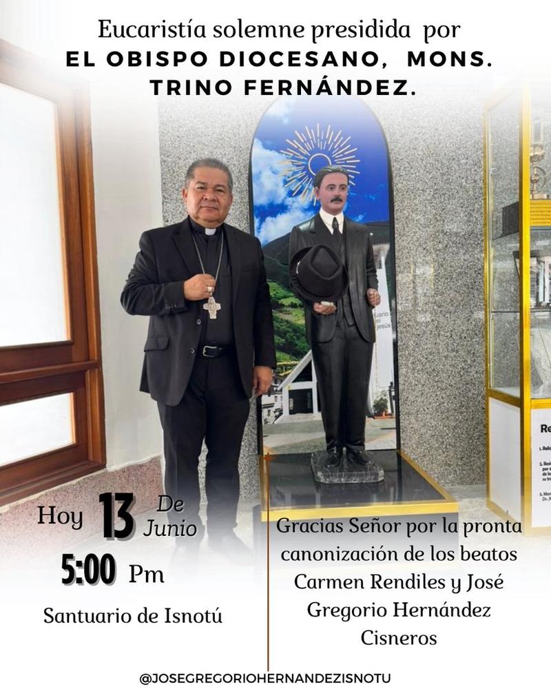 Obispo Diocesano de Trujillo presidirá misa en el Santuario de Isnotú este viernes 13