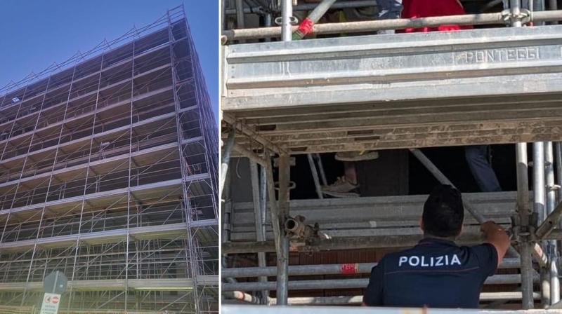 In pericolo sull’impalcatura a 20 metri di altezza: giovane salvata dalla polizia