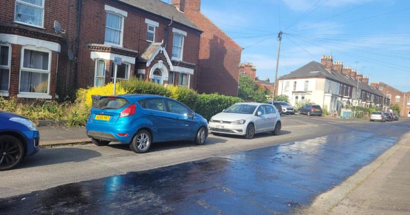 Road melts during one of the hottest days of the year