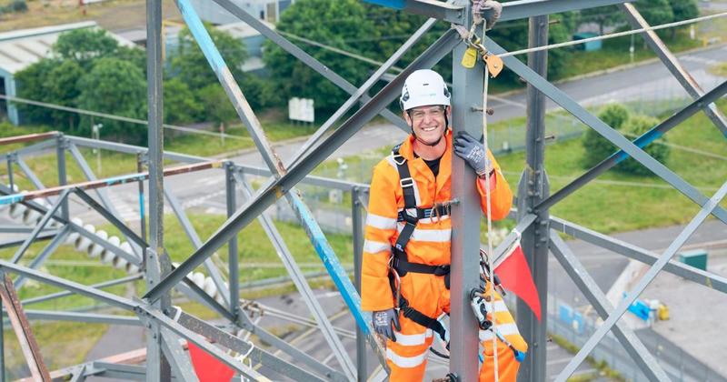 TV star climbs pylon in this part of Wales for new show