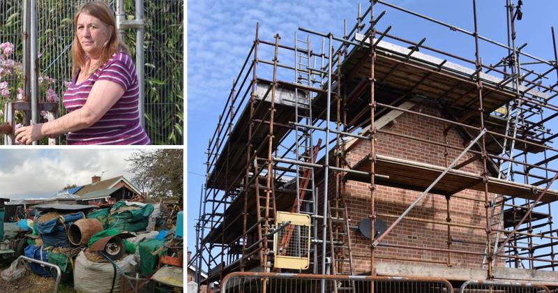 Neighbours complain after FIVE year DIY project leaves cottage clad in scaffolding