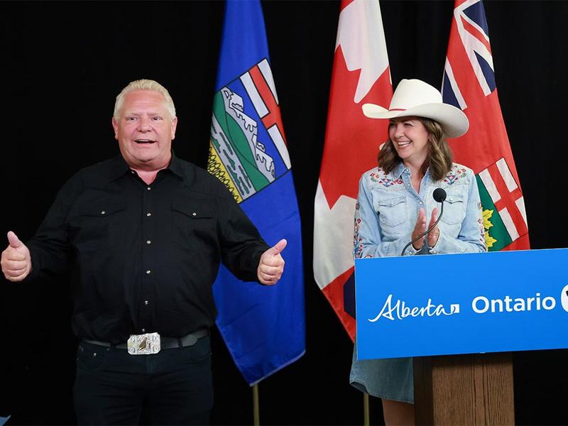 Braid: Ontario's Doug Ford buckles up for Stampede — and for Alberta pipelines