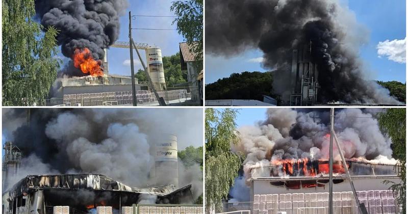 FOTO Gori poznata tvornica kod Daruvara: 'Solarni paneli počeli su se dimiti. Ubrzo je gorio cijeli krov'