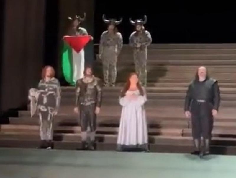 Performer raises Palestinian flag onstage at London opera, prompting brief scuffle