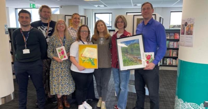 Ukrainian artist gifts artwork to library that has become 'sanctuary'