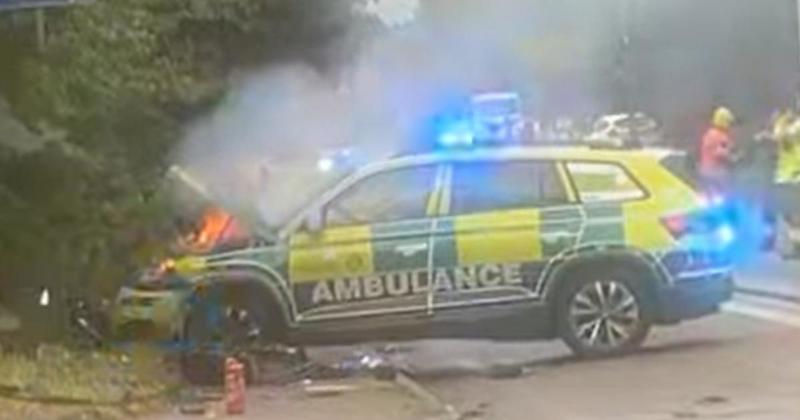 Driver injured after ambulance car crash shut road for five hours