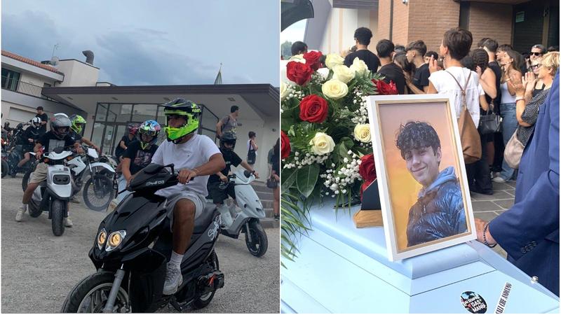 Lo straziante addio a Manuel, morto a 16 anni: corteo di scooter e palloncini bianchi