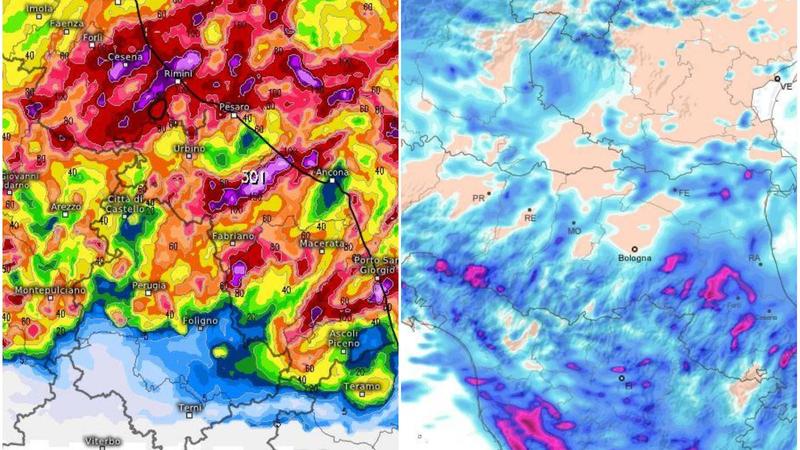 Forte maltempo tra Emilia Romagna e Marche, inizio settimana con l'ombrello. 