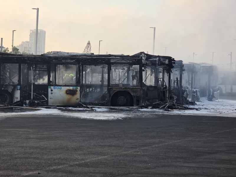 Man killed in bus fire in Bat Yam parking lot; police investigate arson suspicion