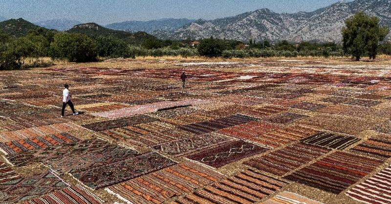 Thousands of carpets sunbathe at Turkish resort