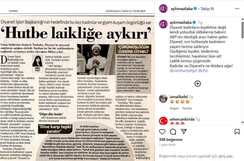 Diyanet’in Hutbeleri CHP’li Laiklere Dert Olmaya Devam Ediyor