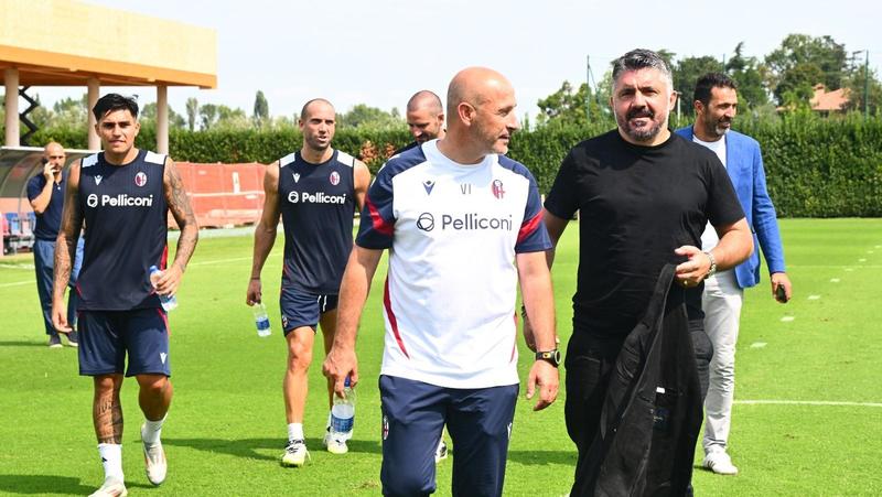 Gattuso a Casteldebole dal Bologna: lungo abbraccio con Immobile