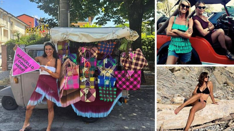 Da Livorno l’Ape boutique che strega il Forte: bikini e borse artigianali, tra le clienti anche Hunziker e Balivo