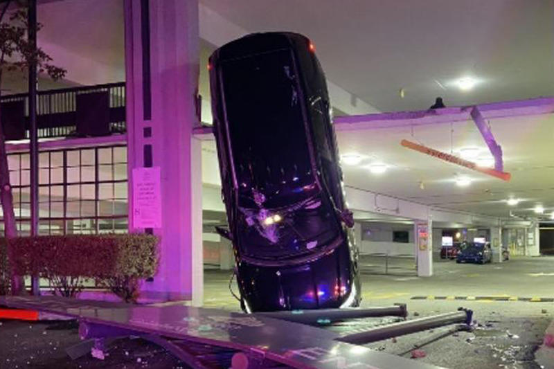 Bay Area driver arrested after car flies off parking garage