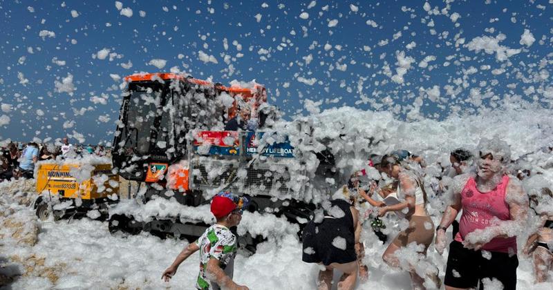 Foam party and beach fun helps celebrate lifeboat's 50th anniversary