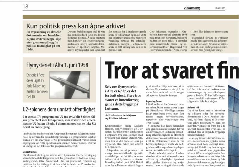 Flyet som styrtet i Altafjorden