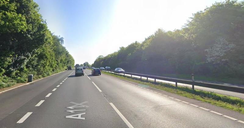 Part of A11 closed in both directions after crash