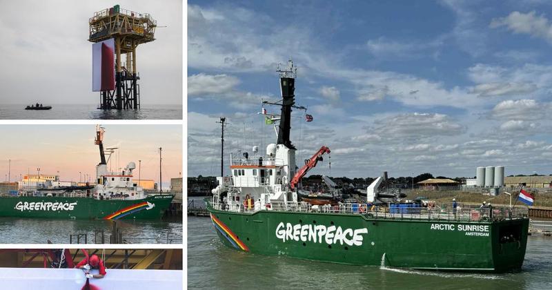 Greenpeace ship leaves Norfolk port after controversial oil rig 'art' protest