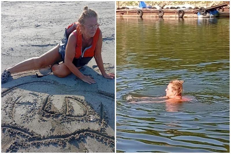 Antonella attraversa a nuoto il Po per il marito: “Le sue ceneri sono qui”