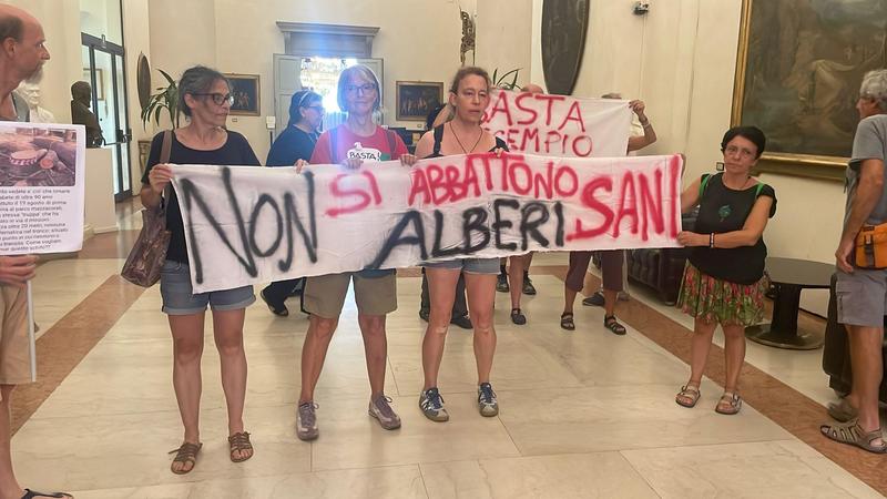 La battaglia del verde, attivisti in Comune con gli striscioni /