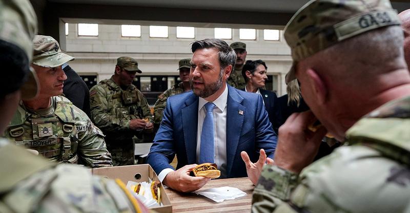 VP Slams Protesters Shouting Over His Meal with Troops Protecting DC