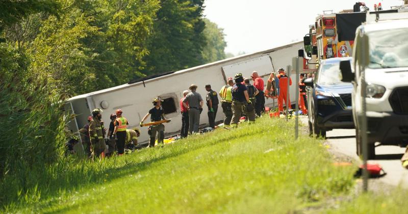 At least 13 people hospitalized after Thruway rollover in Pembroke