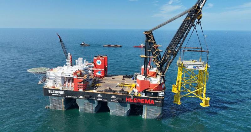 Huge steel structure installed for £4bn wind farm off coast of East Anglia