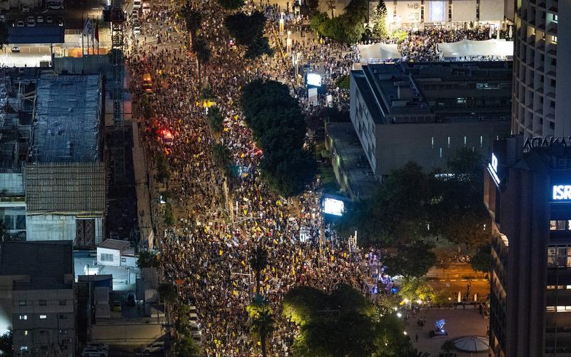 Some 350,000 fill Tel Aviv’s Hostages Square for rally urging deal to free captives