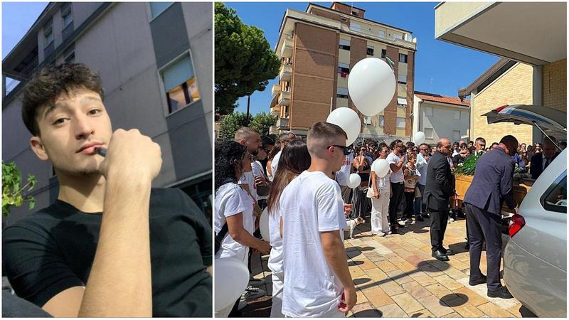T-shirt, palloncini bianchi e lacrime al funerale di Roberto Campione, morto a 20 anni per arresto cardiaco