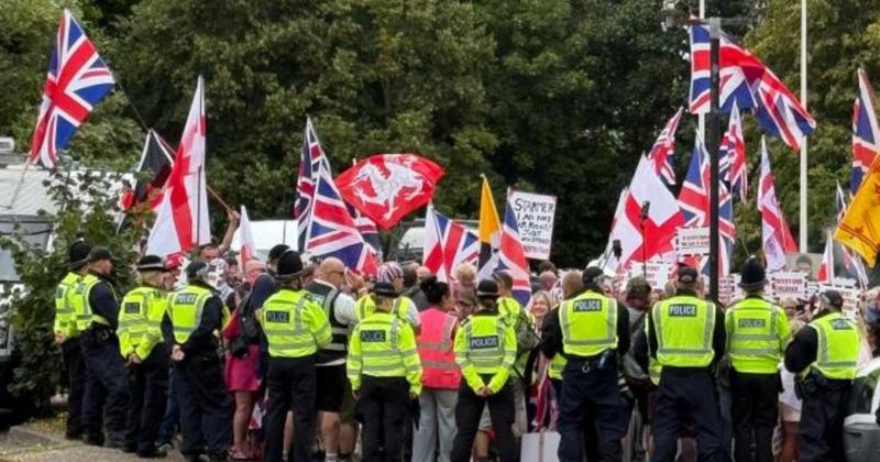 Man arrested on suspicion of inciting racial hatred at anti-migrant protest