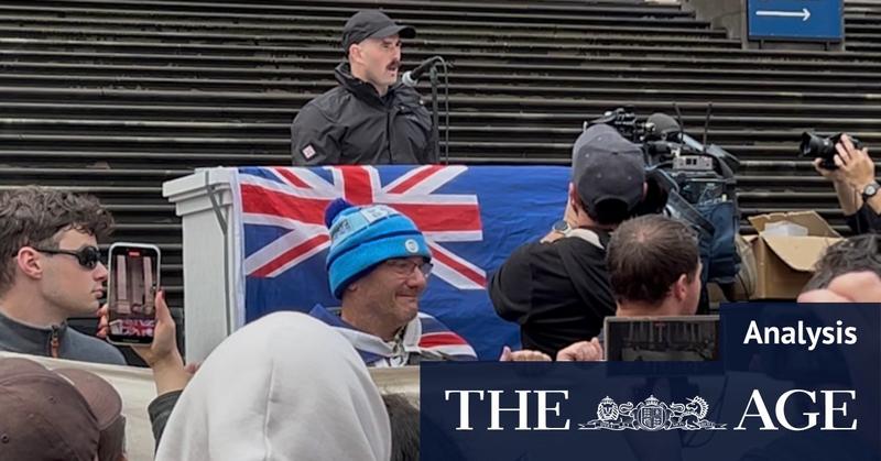 Any doubts of neo-Nazi involvement in the march disappeared when one man rose to speak