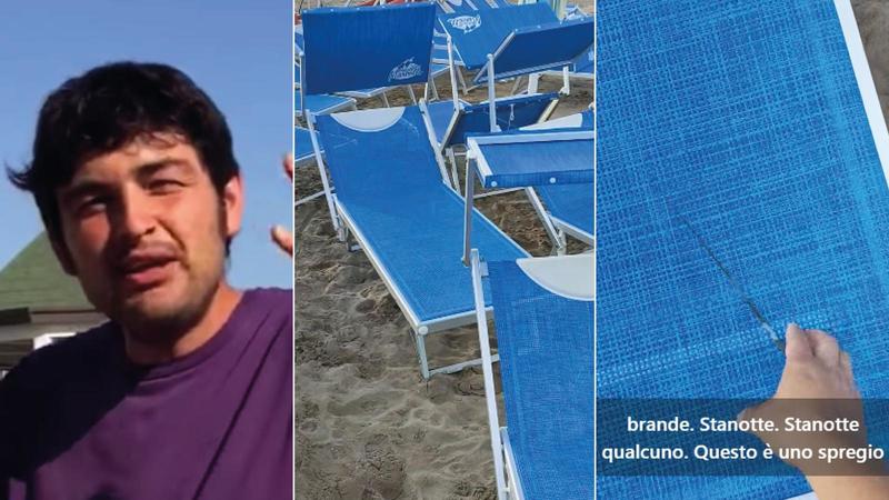 Spiaggia devastata a Cattolica, il bagnino social Lorenzo Ercoles: “100 lettini divelti, volevano colpire me”
