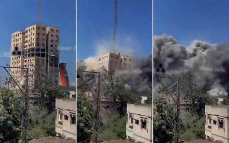 For 2nd day, after warning, IDF strikes Gaza City high-rise it says served Hamas terror