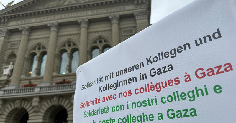 Swiss medics start hunger protest over Gaza outside parliament
