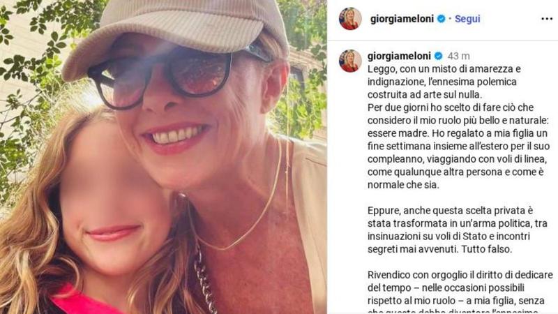 Meloni si infuria con Italia Viva: “Ero a New York con mia figlia, usato volo di linea. Azioni legali contro notizie infondate”