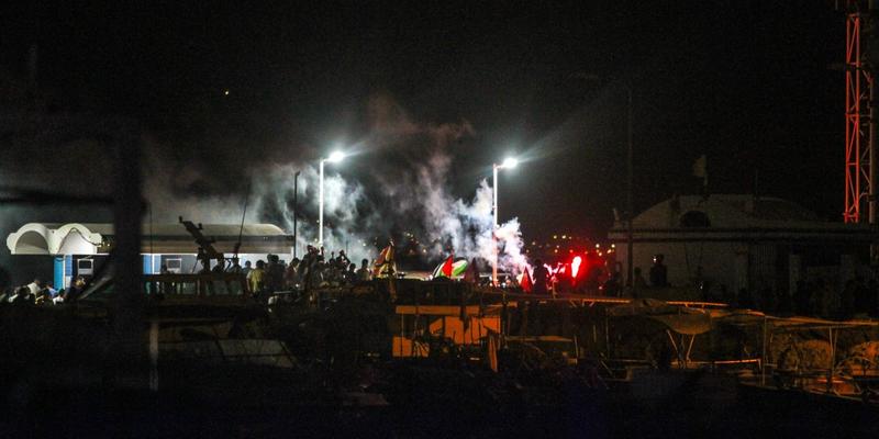 Feuer an Bord eines Schiffs der „Gaza Sumad Flotilla“