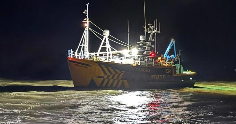Man airlifted to hospital from guard ship in rough seas
