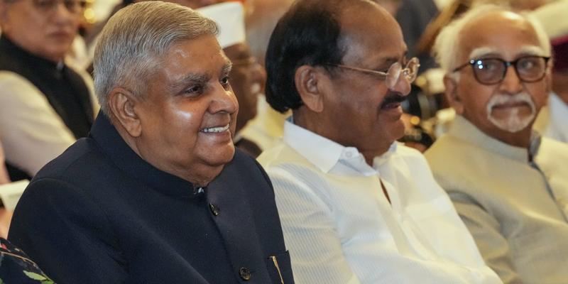 Jagdeep Dhankhar Seen in Public for First Time Since Resignation at Radhakrishnan’s VP Swearing-in