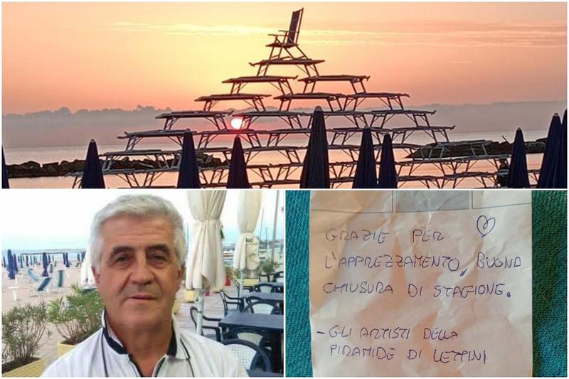 Chi ha fatto la piramide di lettini? Il bagnino Mario traccia l’identikit: “Un indizio, il cuoricino”