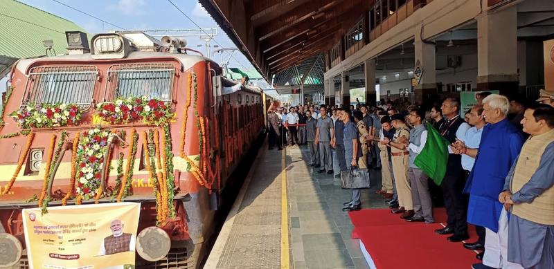 LG Sinha Flags Off Parcel Train Service from Budgam to New Delhi