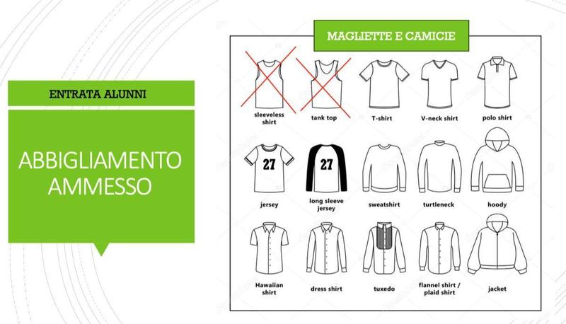 In una scuola di Taormina i depliant per spiegare come ci si può vestire. Niente top, minigonne e unghie finte