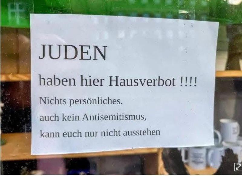 German shop sign banning Jews sparks wide condemnation, police action