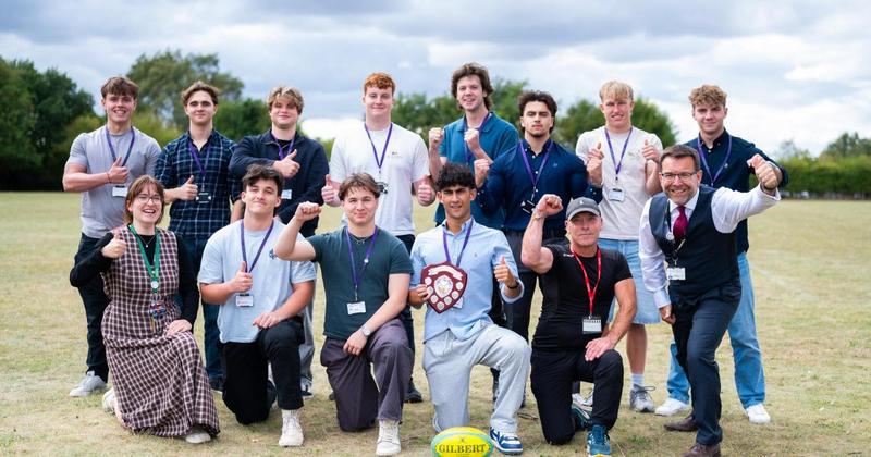 School rugby team celebrates county victory