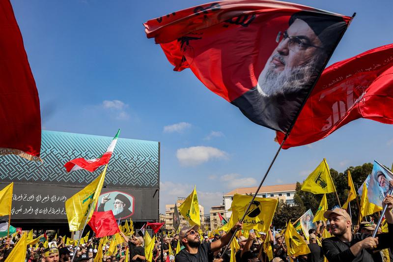 Drones circle overhead as thousands in Beirut mark anniversary of Hezbollah’s chief’s death